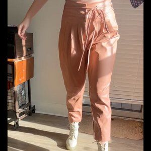 Pink faux leather high waist pants